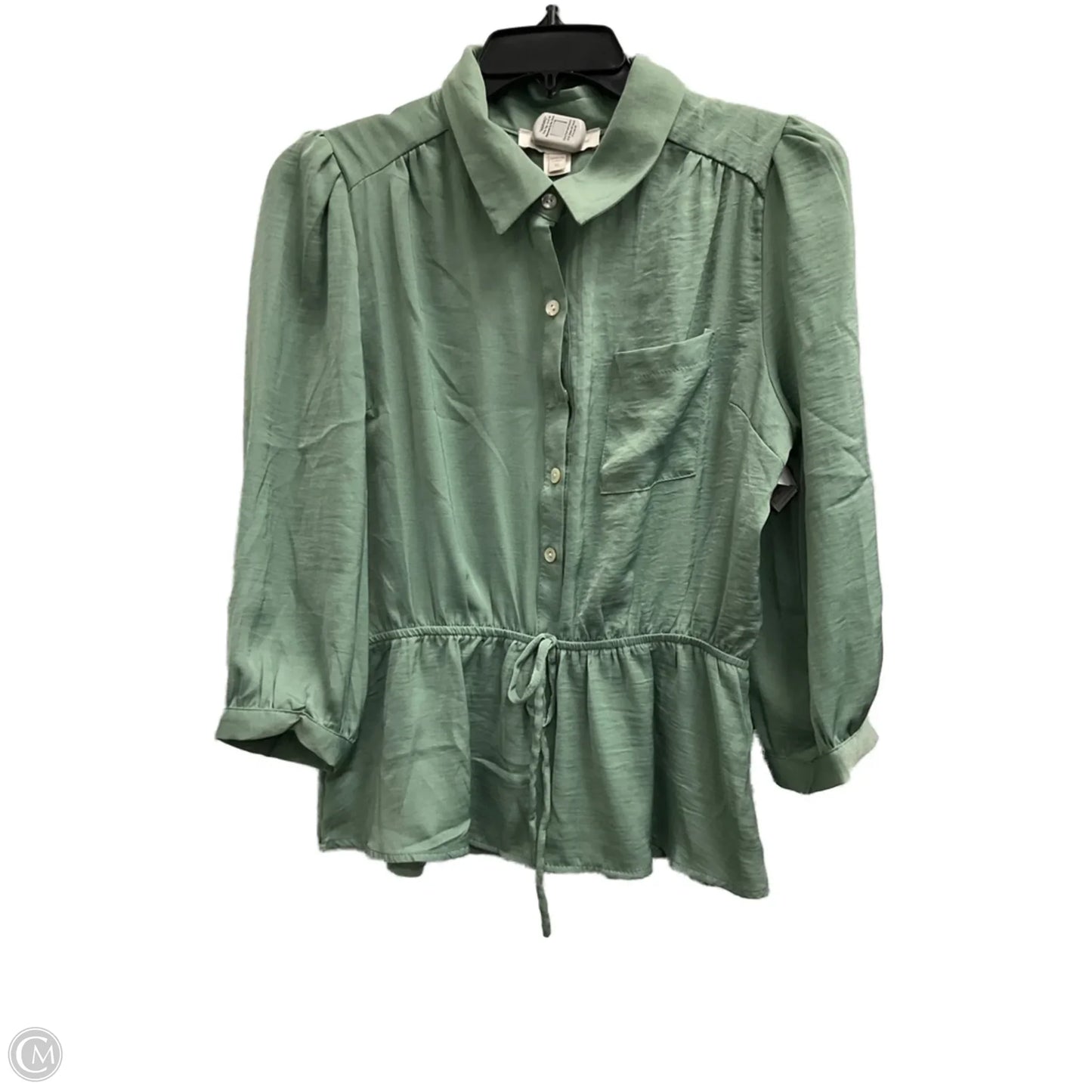 Top Long Sleeve By Monteau In Green, Size: Xl