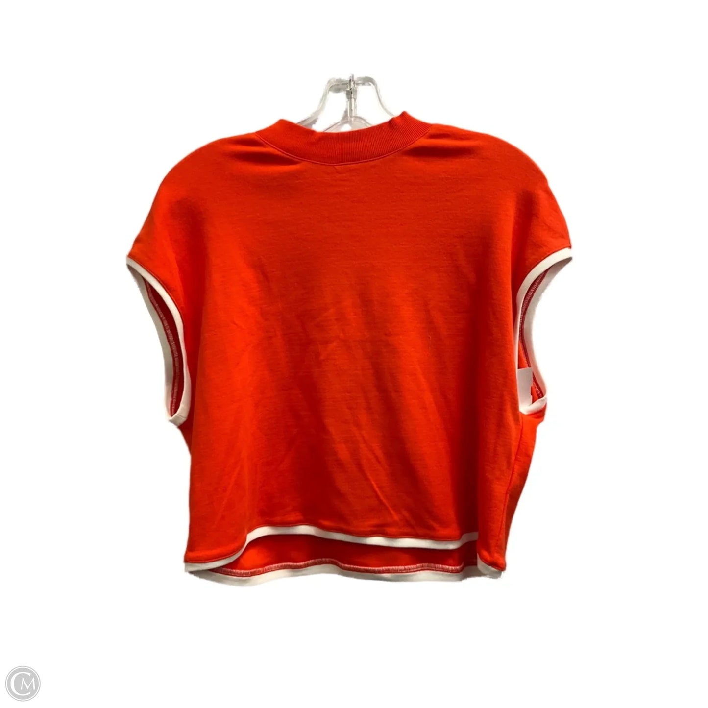 Top Sleeveless By Maeve In Orange & White, Size: L