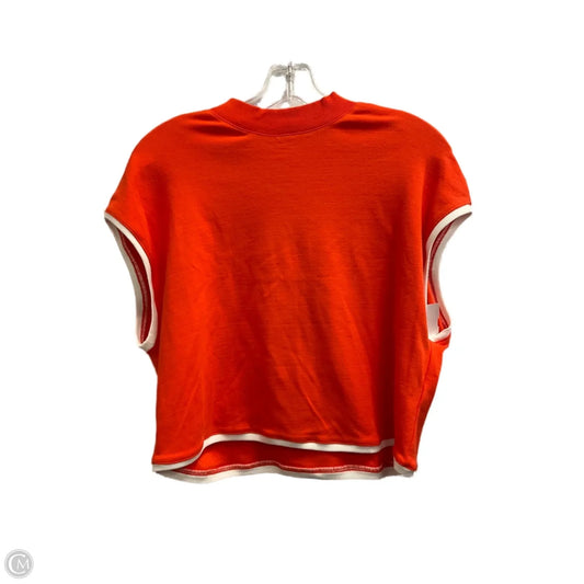 Top Sleeveless By Maeve In Orange & White, Size: L