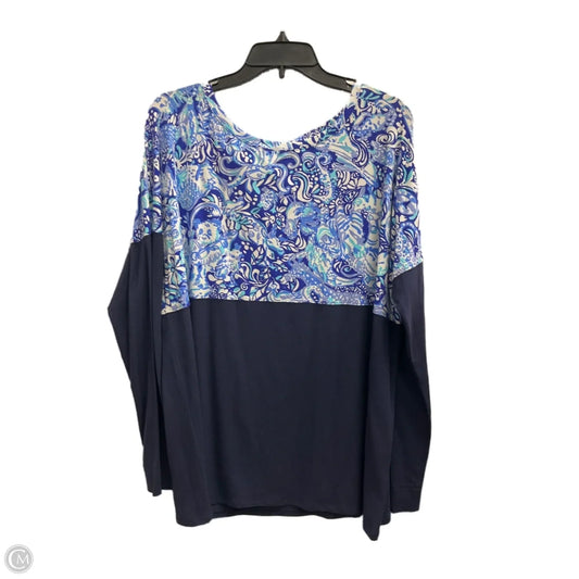 Top Long Sleeve Designer By Lilly Pulitzer In Blue & White, Size: Xl