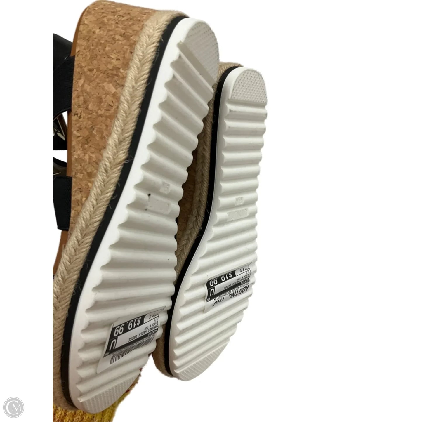 Sandals Heels Wedge By Unisa In Black & Tan, Size: 9.5