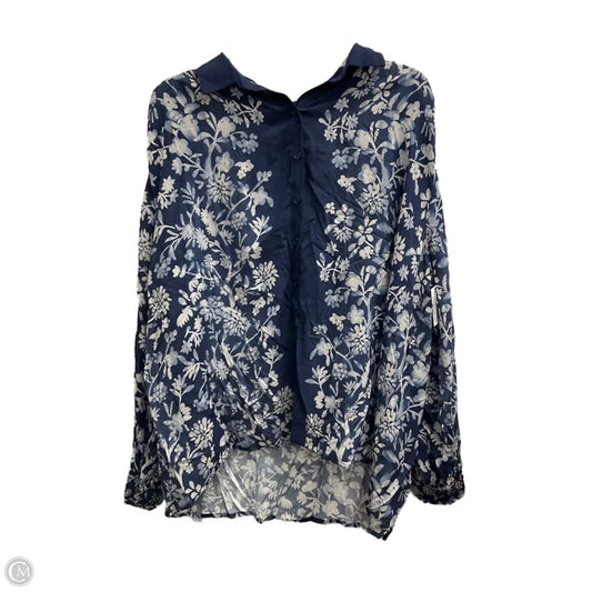 Blouse Long Sleeve By Daniel Rainn In Floral Print, Size: 2x