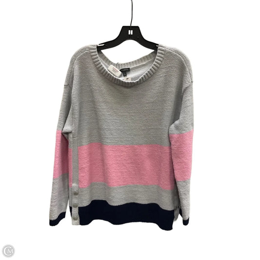 Sweater By Talbots In Grey & Pink, Size: L