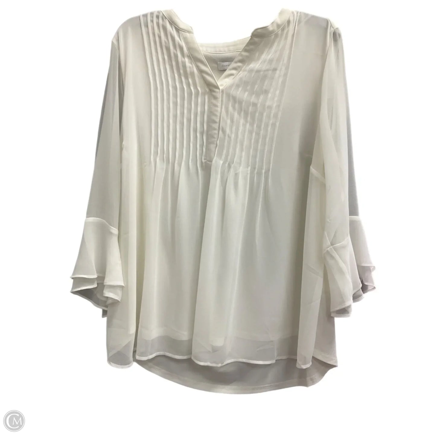 Top 3/4 Sleeve By Charter Club In White, Size: 1x