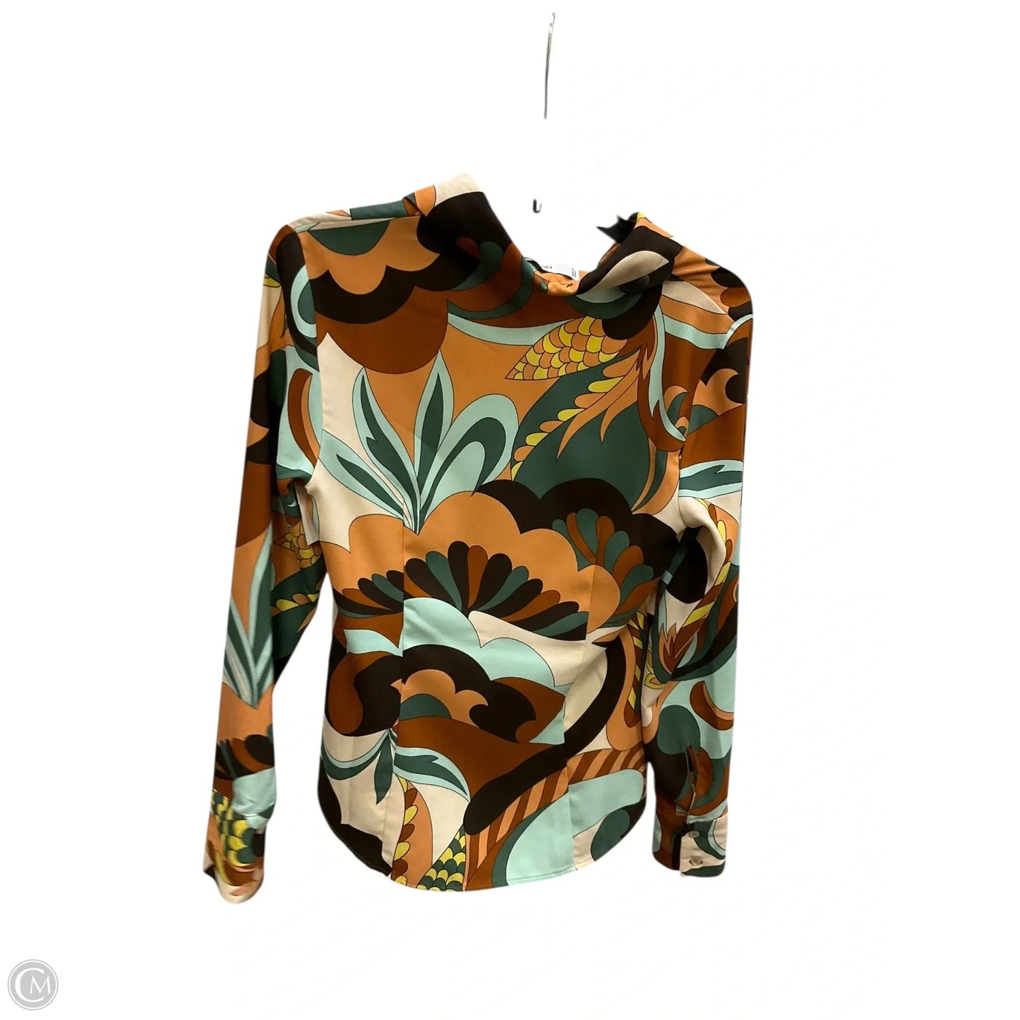 Blouse Long Sleeve By Mng In Blue & Brown, Size: 2