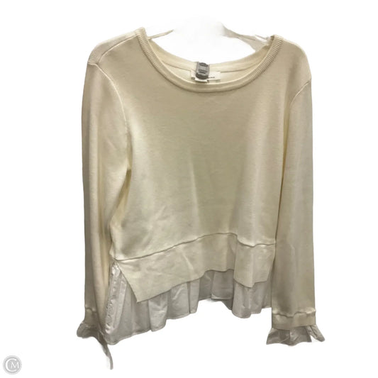 Top Long Sleeve By Anthropologie In White, Size: L