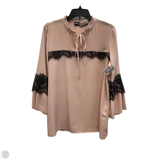 Top Long Sleeve Designer By Karl Lagerfeld In Black & Pink, Size: L