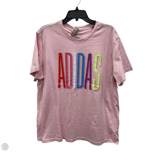 Athletic Top Short Sleeve By Adidas In Pink, Size: 2x