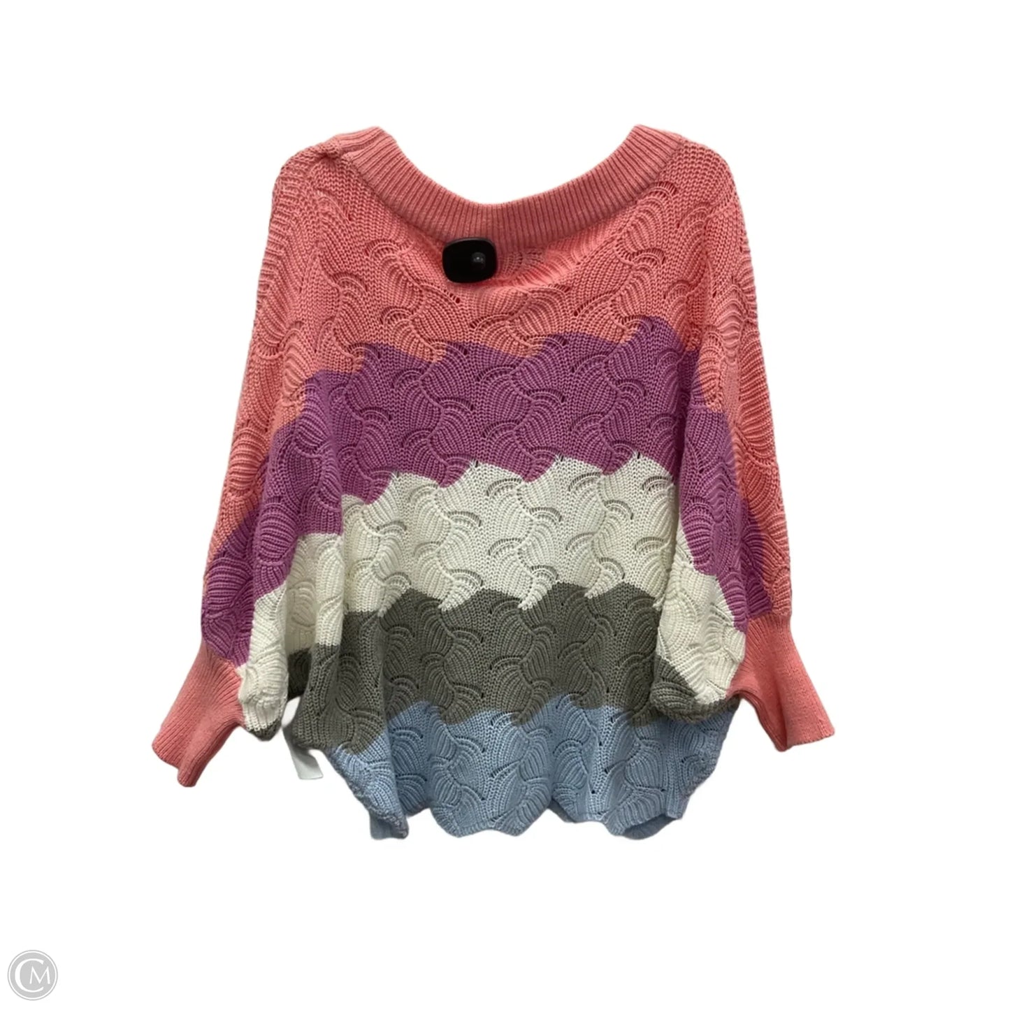 Sweater Short Sleeve By Andree By Unit In Grey & Pink, Size: S