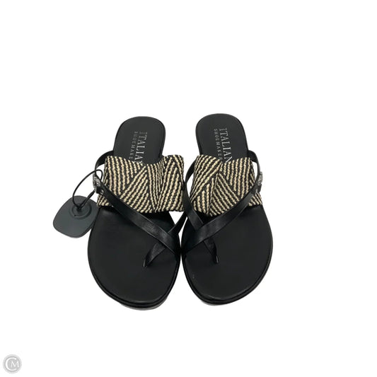 Sandals Heels Wedge By Italian Shoemakers In Black & Tan, Size: 8.5