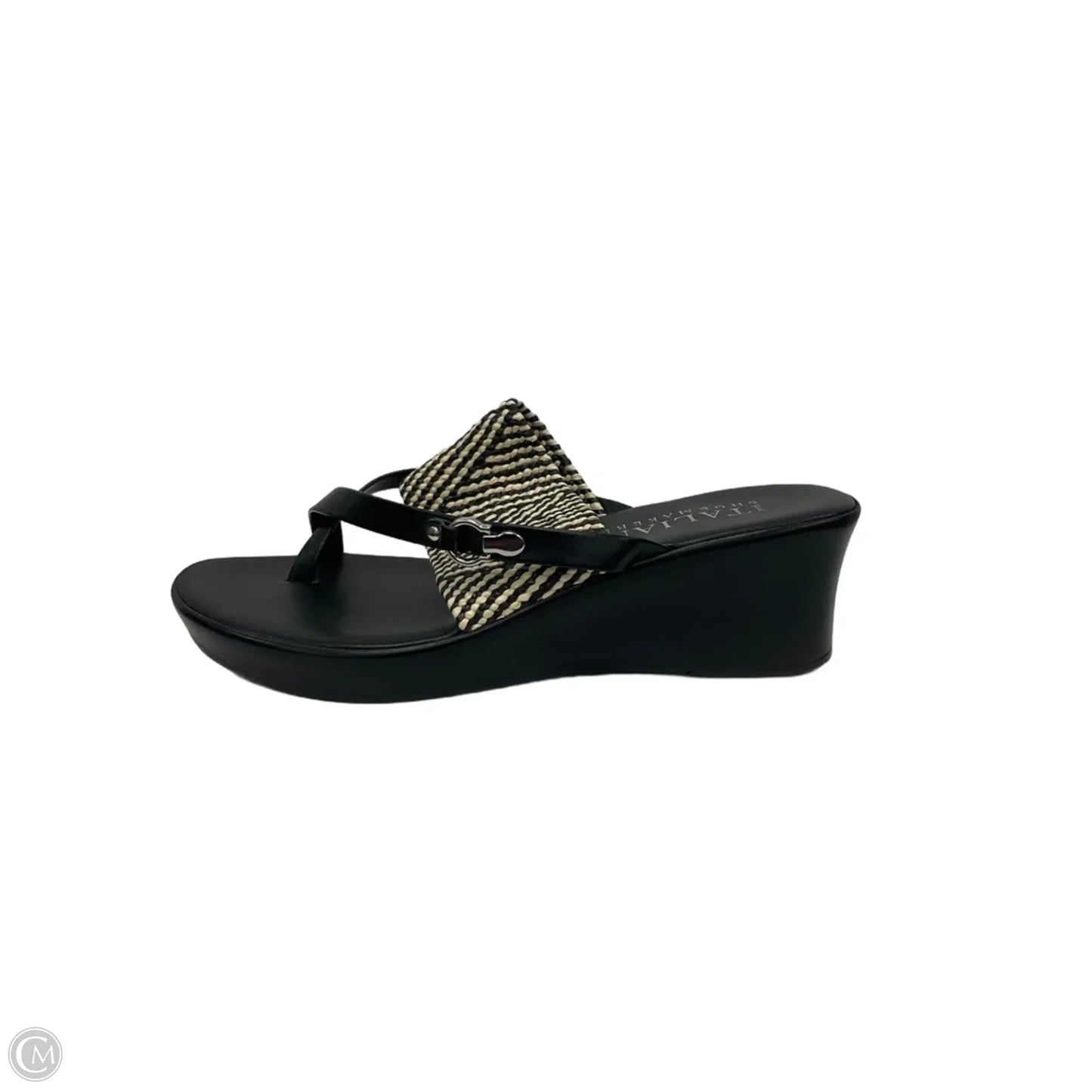 Sandals Heels Wedge By Italian Shoemakers In Black & Tan, Size: 8.5
