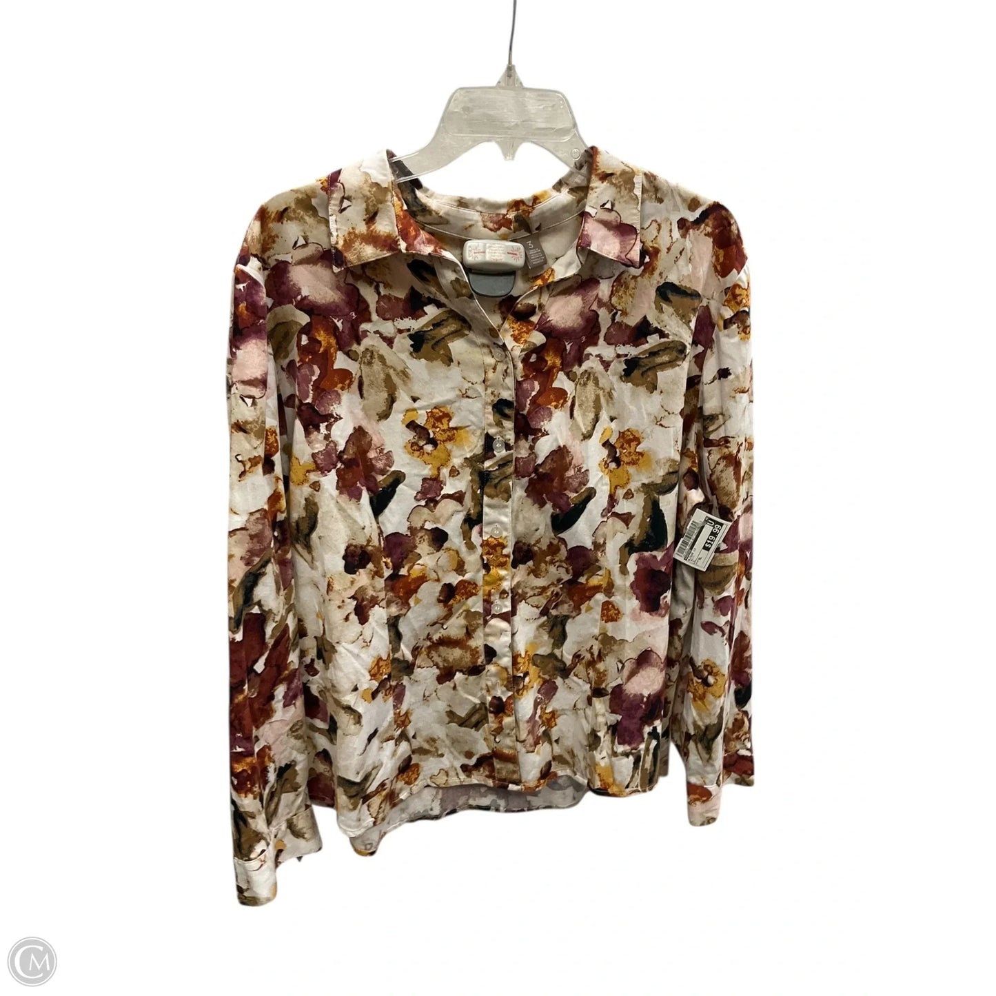 Blouse Long Sleeve By Chicos In Multi-colored, Size: Xl