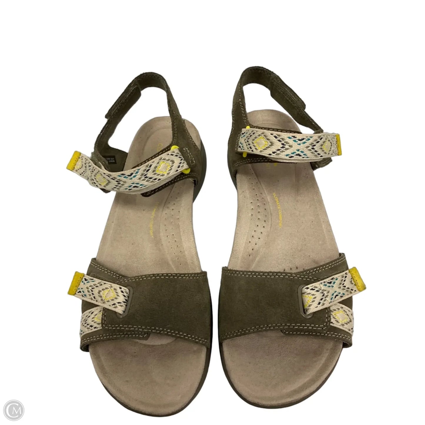 Sandals Flats By Clarks In Green, Size: 9.5