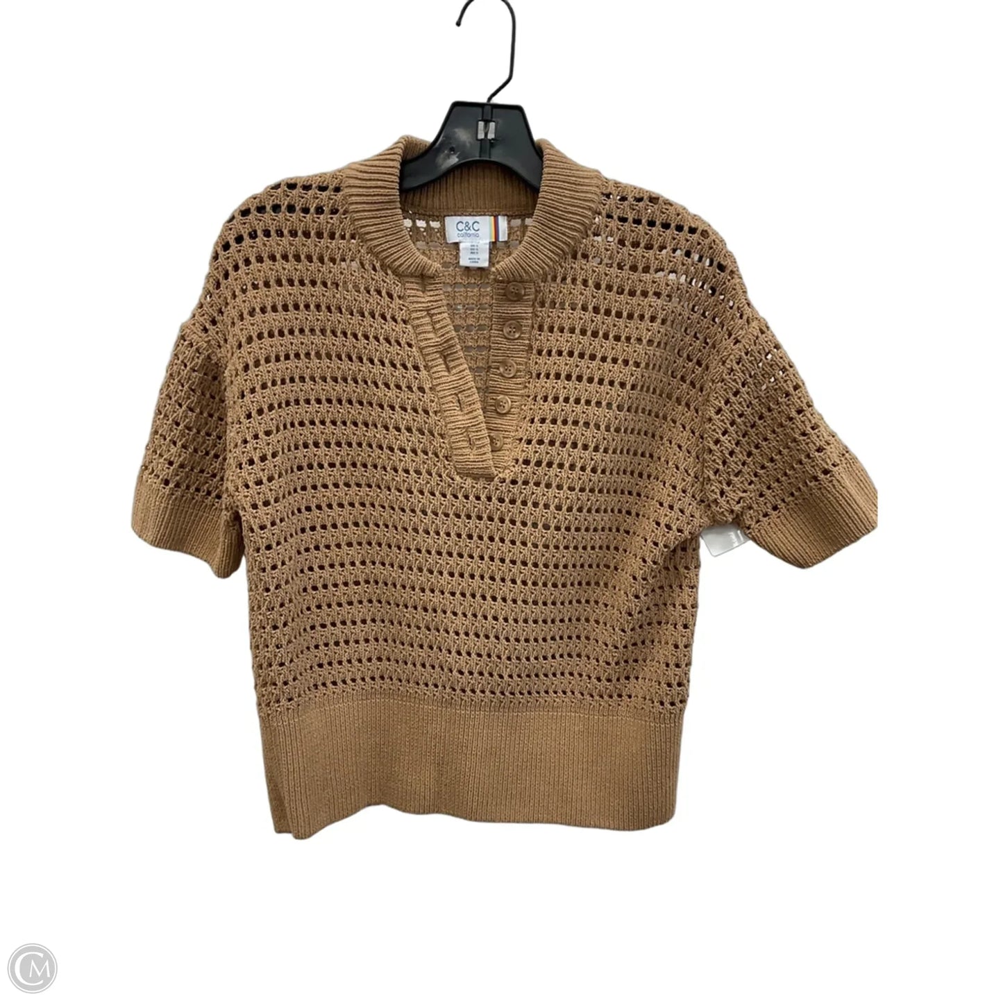 Top Short Sleeve By C And C In Brown, Size: S