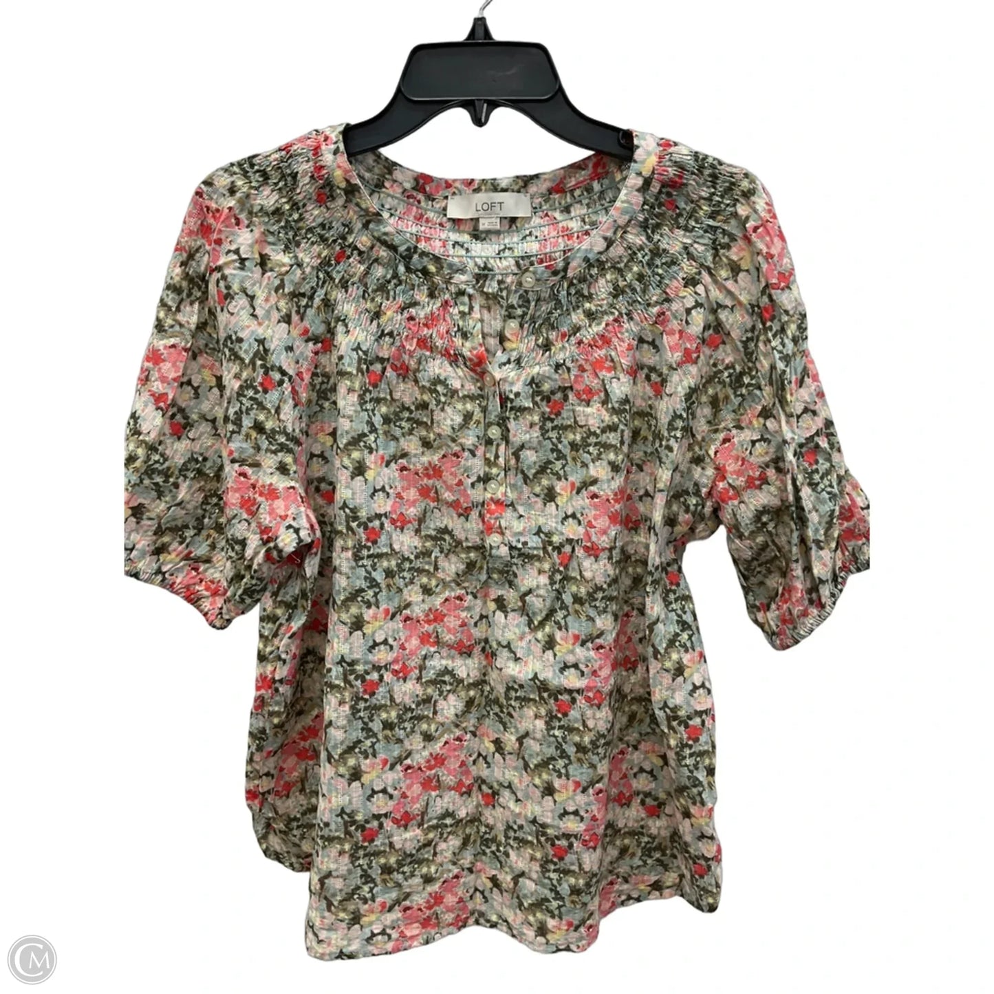 Top Short Sleeve By Loft In Floral Print, Size: M