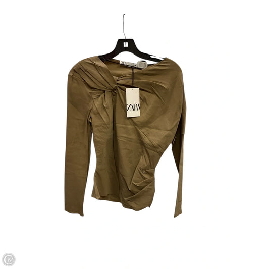 Top Long Sleeve By Zara In Tan, Size: L
