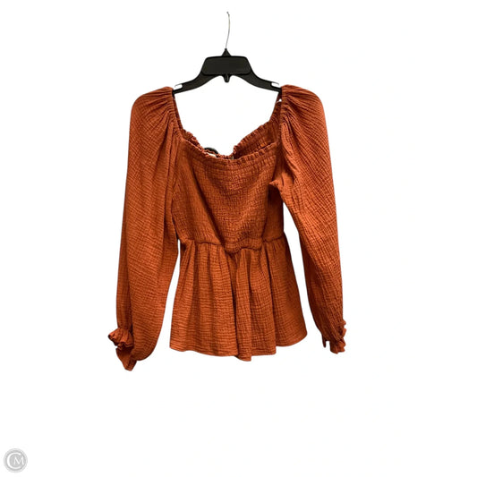 Top Long Sleeve By Bibi In Orange, Size: S