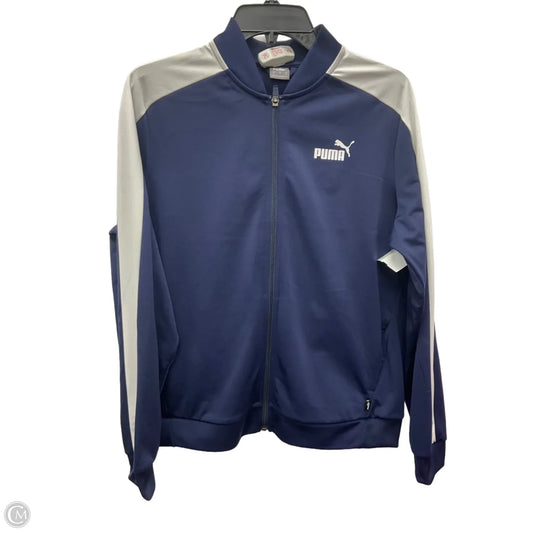 Athletic Jacket By Puma In Navy, Size: M
