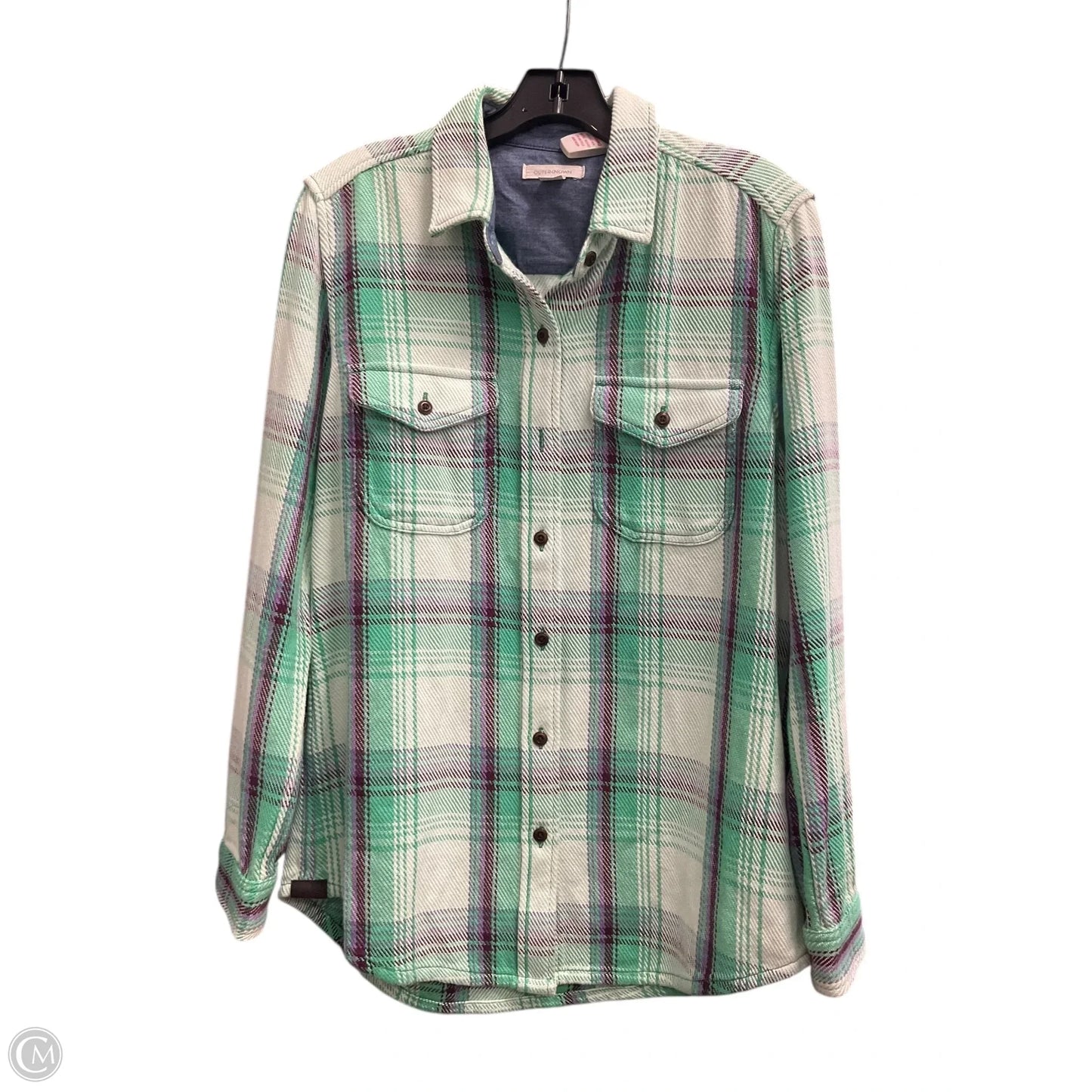 Blouse Long Sleeve By Clothes Mentor In Plaid Pattern, Size: Xs