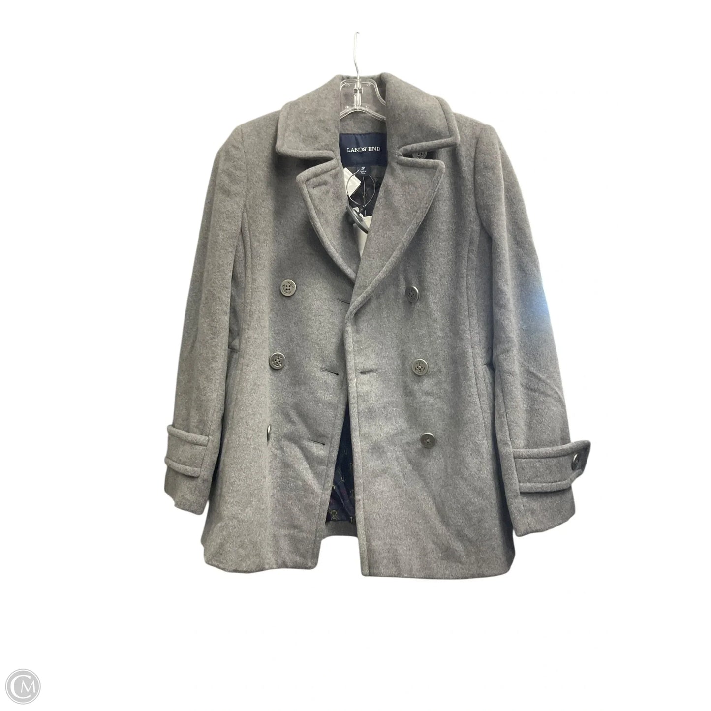 Coat Trench Coat By Lands End In Grey, Size: 2p