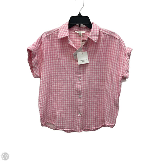 Blouse Short Sleeve By Beachlunchlounge In Plaid Pattern, Size: Xs