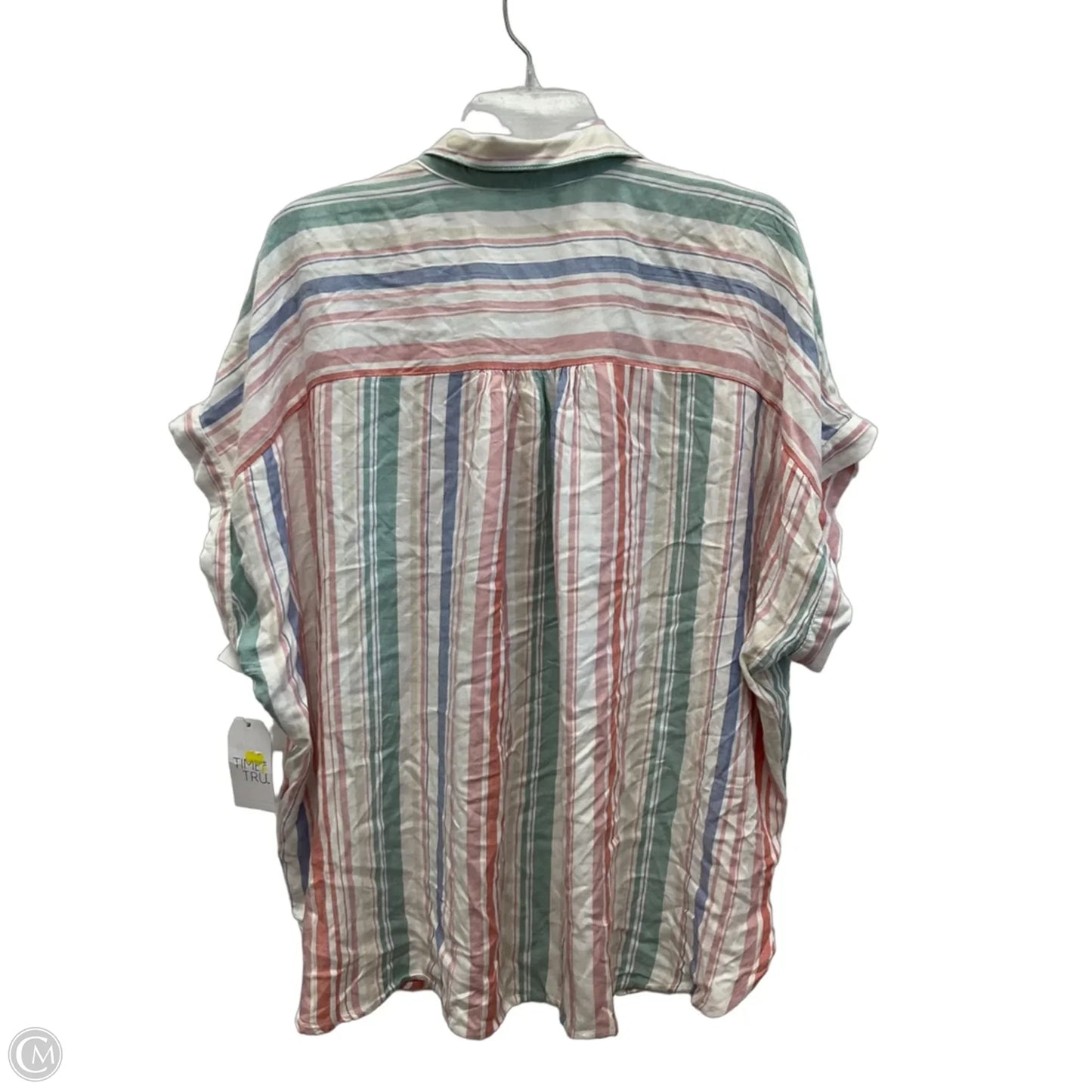 Blouse Short Sleeve By Time And Tru In Striped Pattern, Size: Xxl