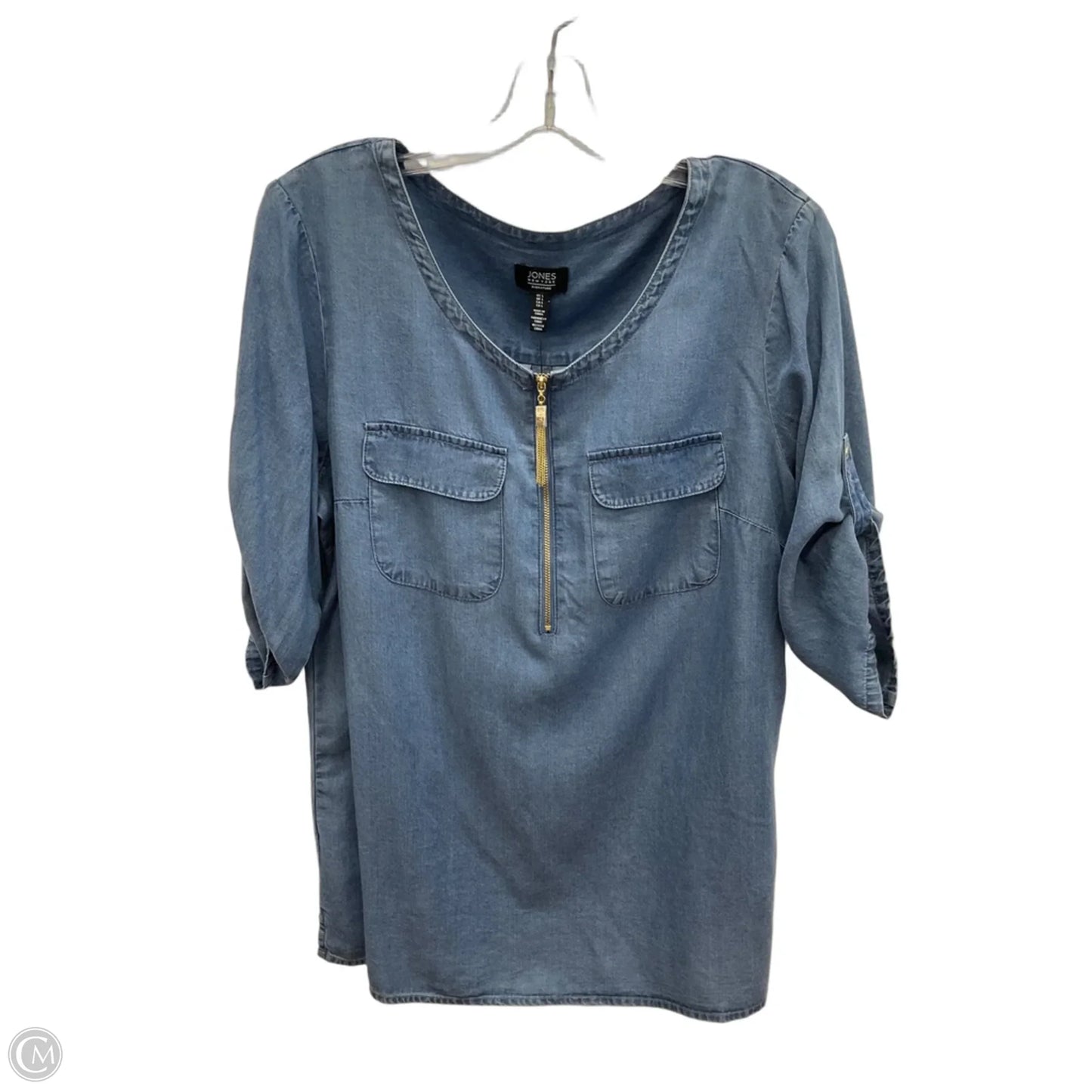 Top Short Sleeve By Jones New York In Blue Denim, Size: L