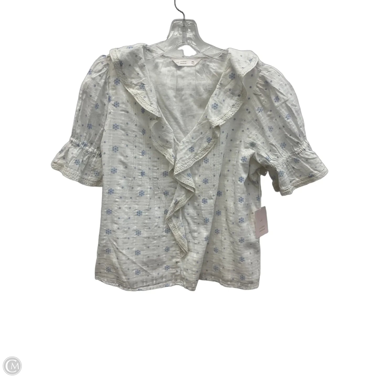 Top Short Sleeve By Lc Lauren Conrad In Blue & White, Size: Xlp