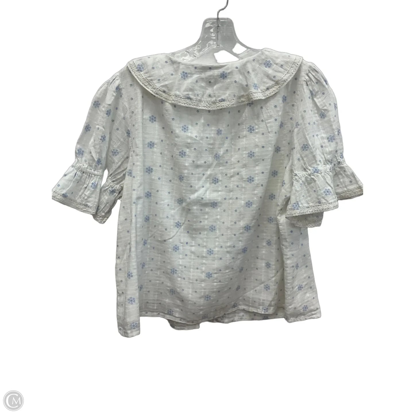 Top Short Sleeve By Lc Lauren Conrad In Blue & White, Size: Xlp