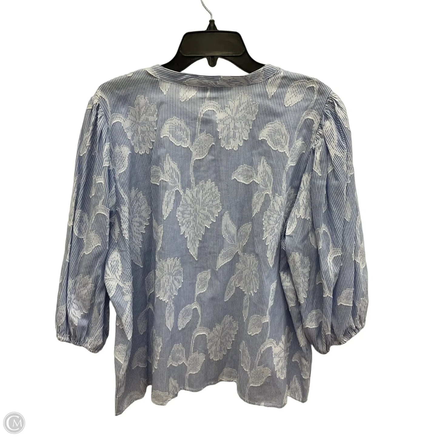 Top 3/4 Sleeve By Nine West In Blue & White, Size: Xxl