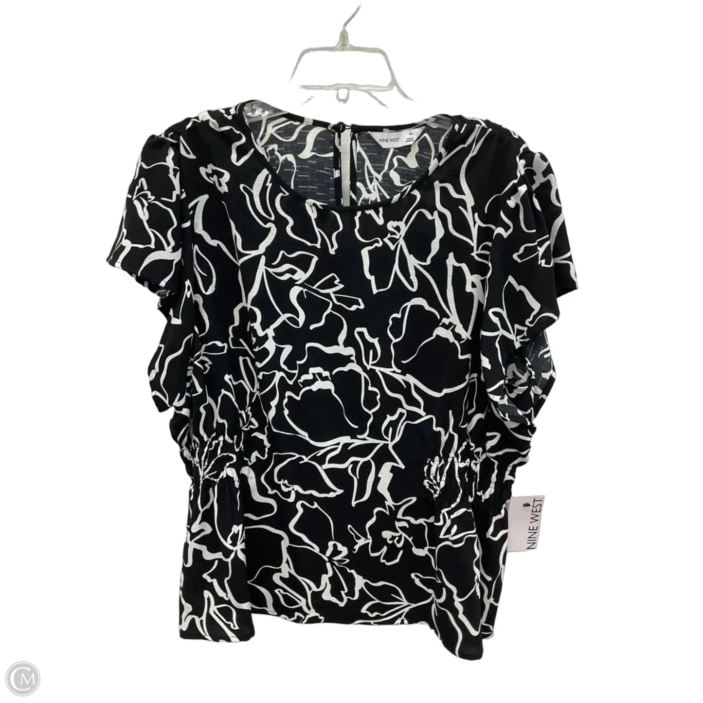 Top Short Sleeve By Nine West In Black & White, Size: Xl