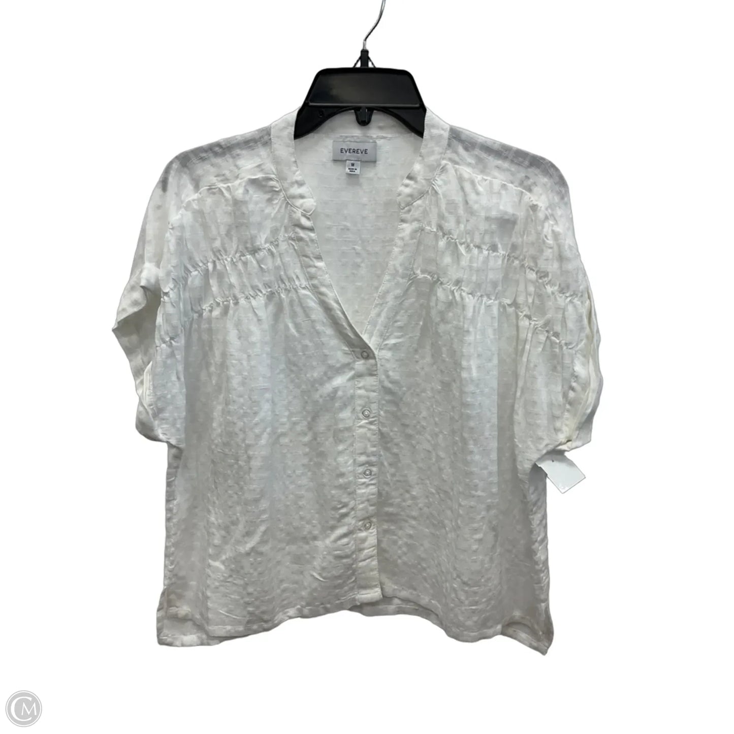 Blouse Short Sleeve By Evereve In White, Size: M