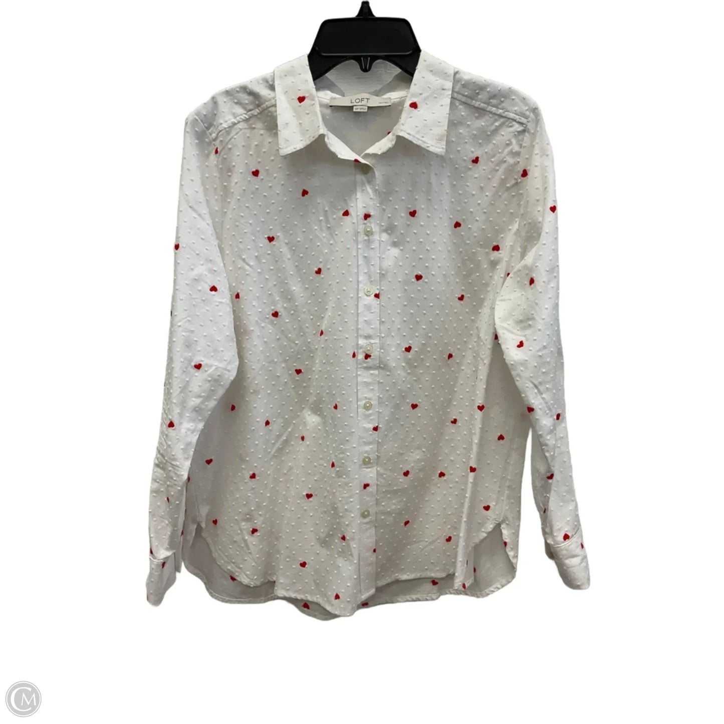 Blouse 3/4 Sleeve By Loft In White, Size: Mp