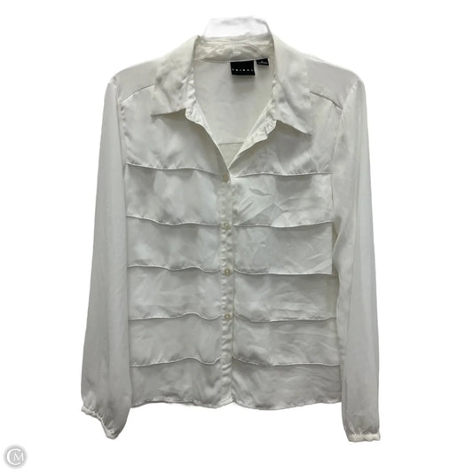 Blouse Long Sleeve By Tribal In White, Size: M