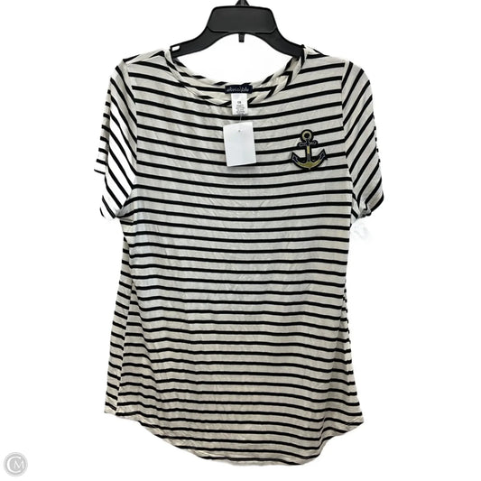 Top Short Sleeve Basic By Olivia Blu In Striped Pattern, Size: 1x