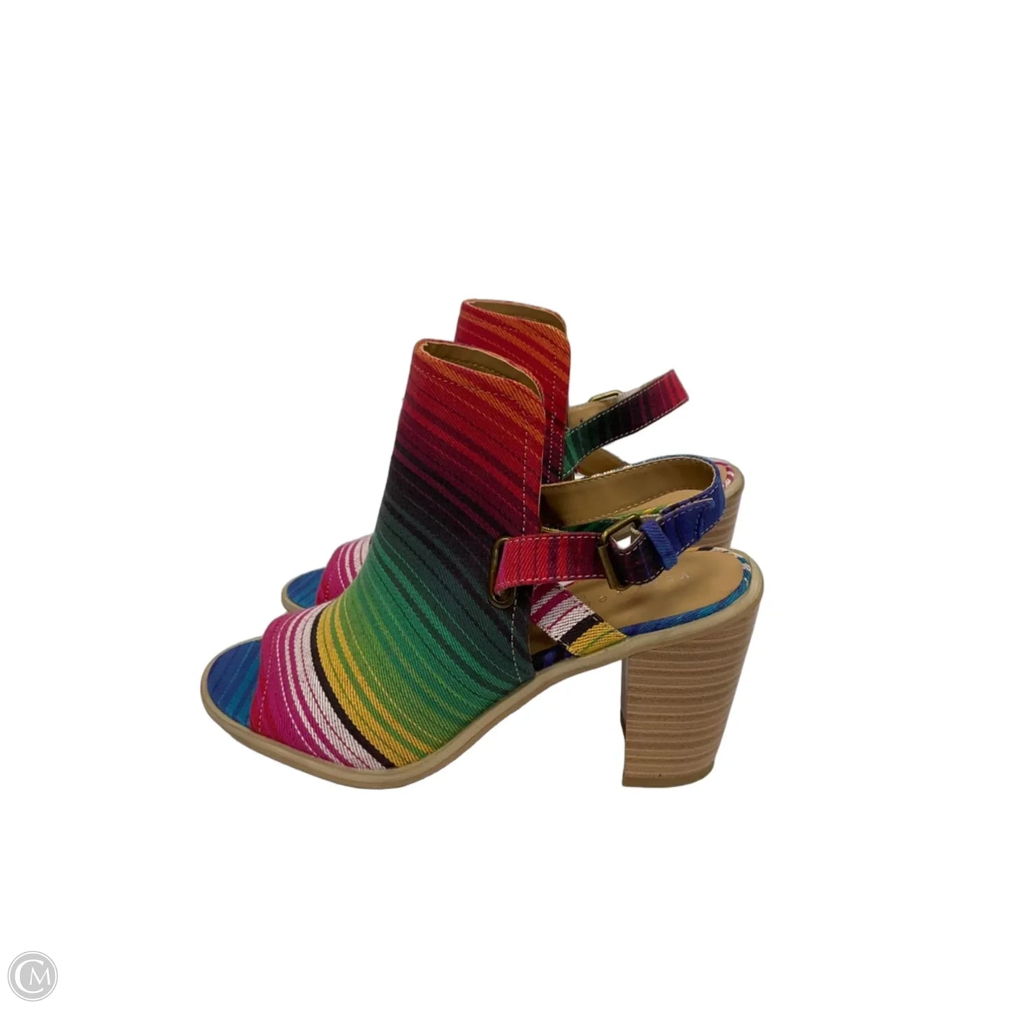 Sandals Heels Platform By Very Volatile In Rainbow Print, Size: 8