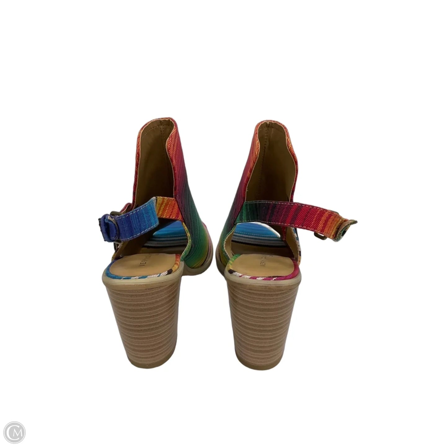 Sandals Heels Platform By Very Volatile In Rainbow Print, Size: 8