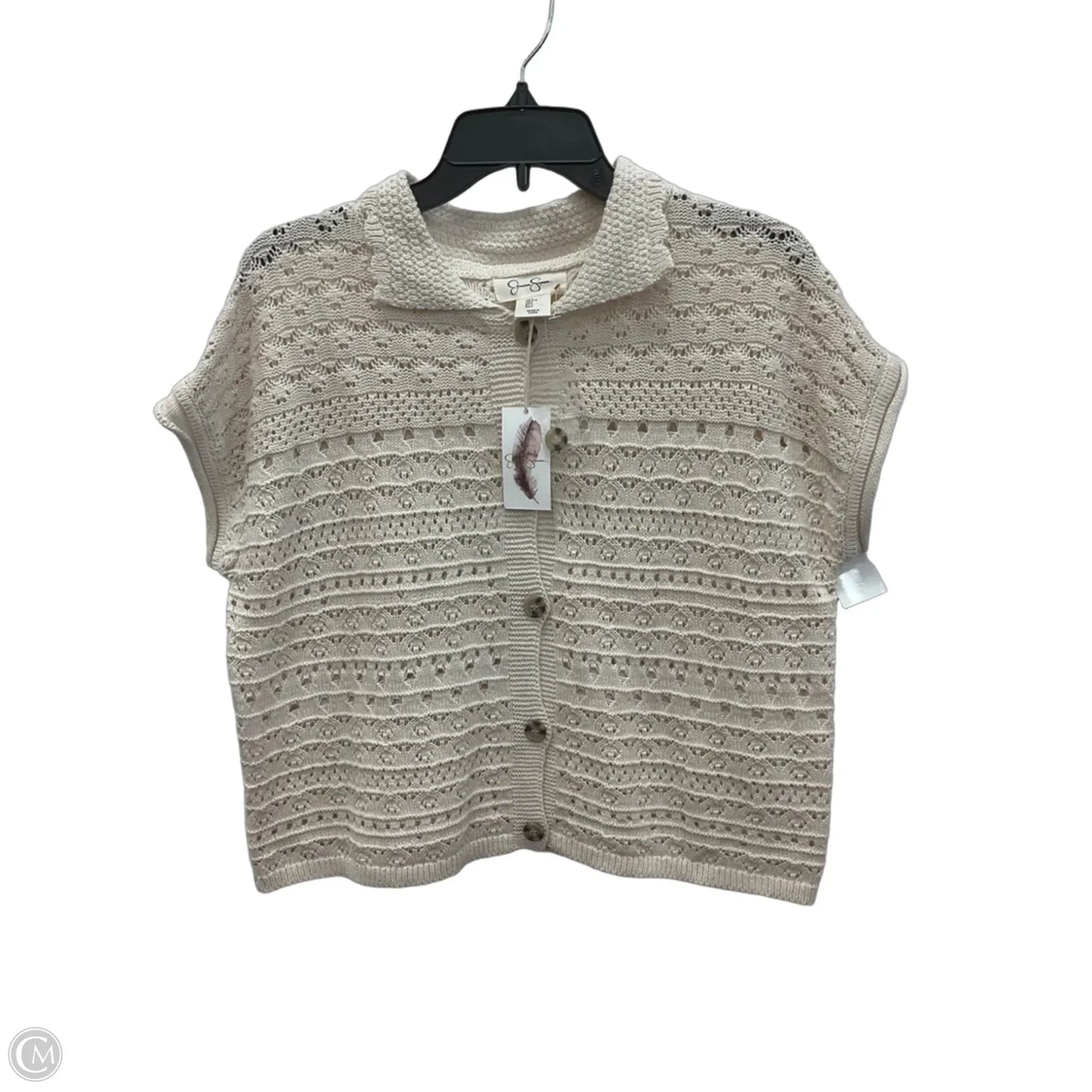 Top Short Sleeve By Jessica Simpson In Cream, Size: L