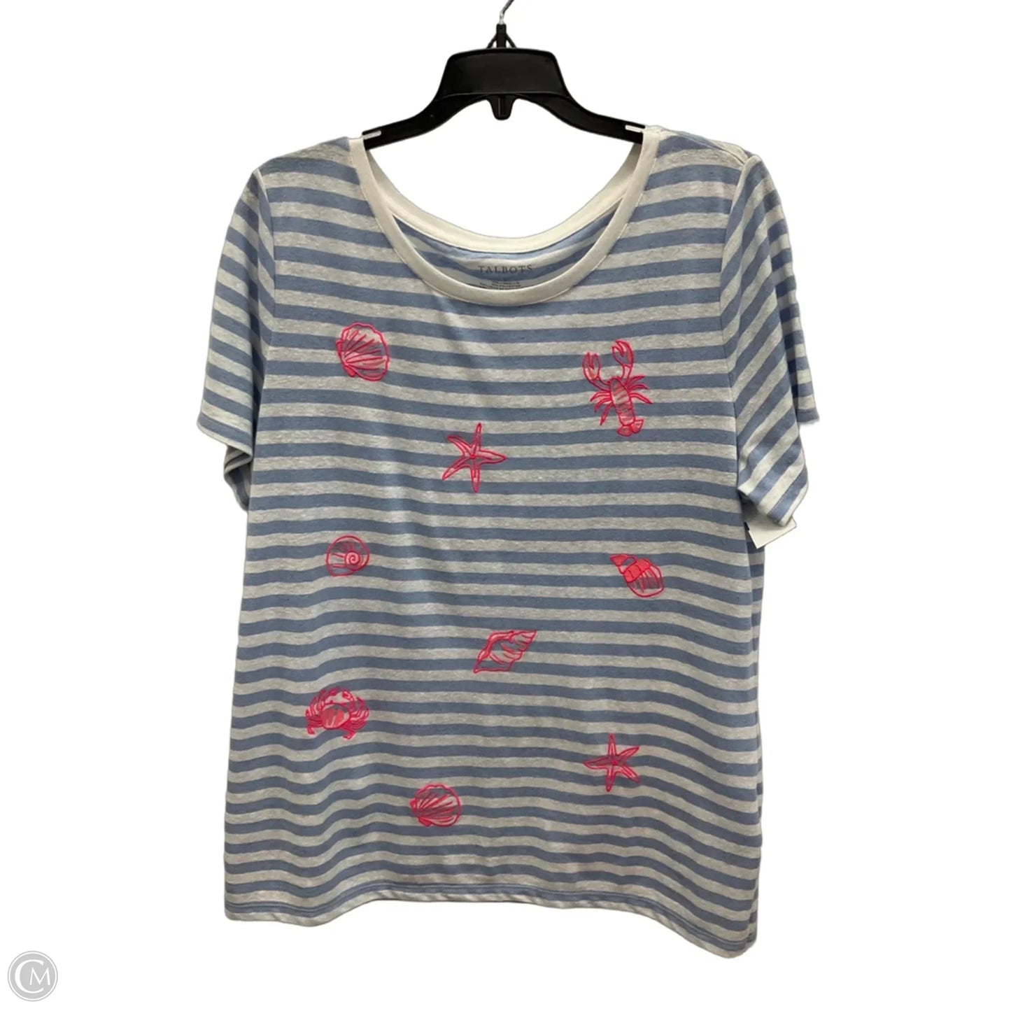 Top Short Sleeve By Talbots In Striped Pattern, Size: L