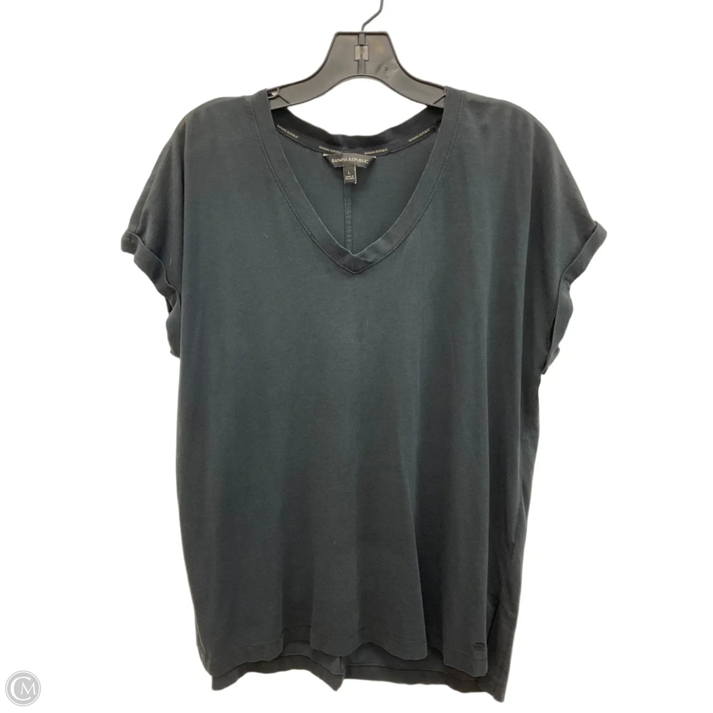 Top Short Sleeve Basic By Banana Republic In Black, Size: L