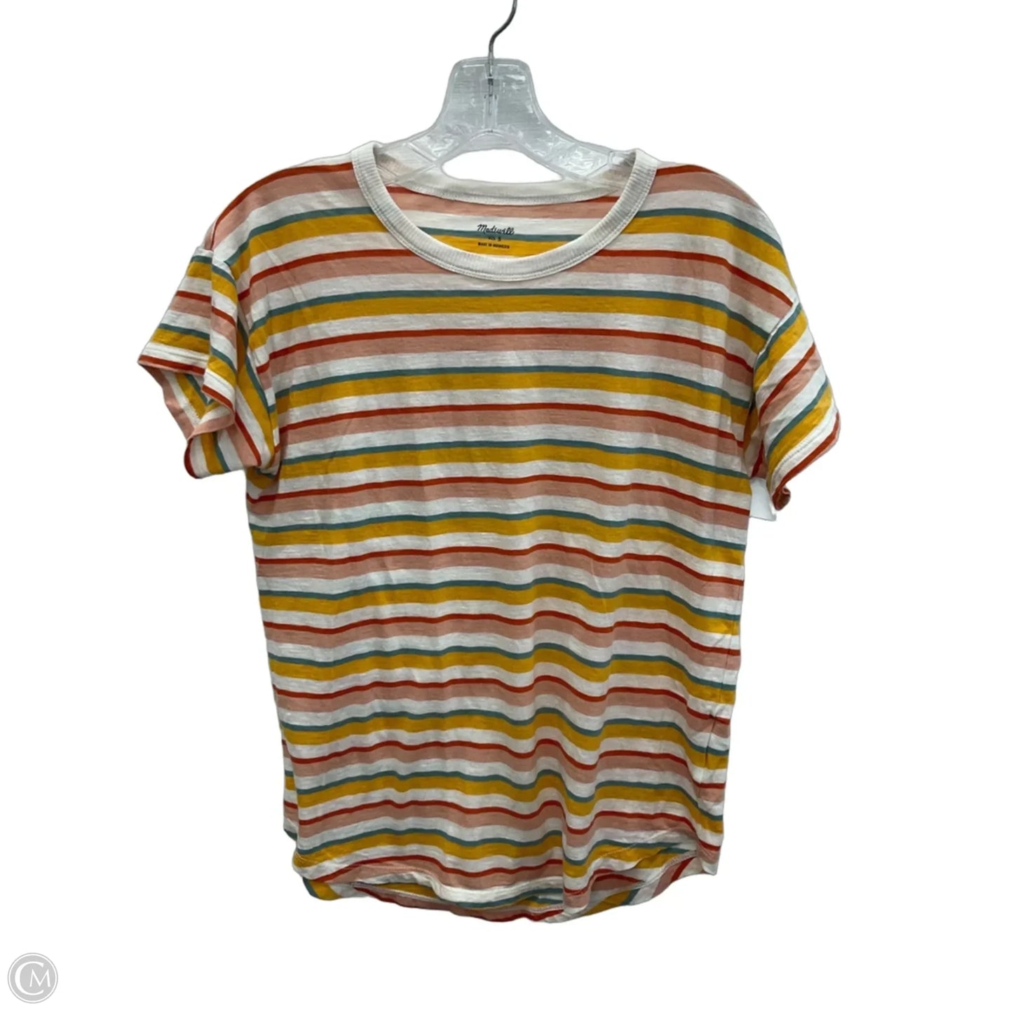 Top Short Sleeve By Madewell In Striped Pattern, Size: S