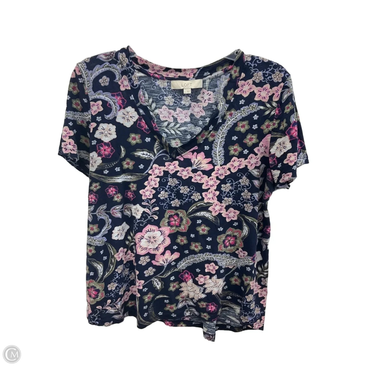Top Short Sleeve By Loft In Blue, Size: L