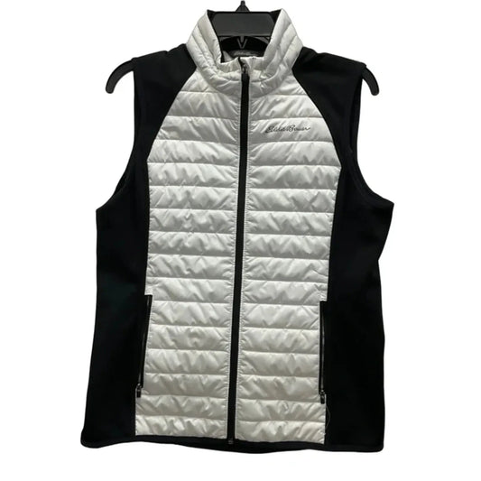 Vest Puffer & Quilted By Eddie Bauer In Black & White, Size: M