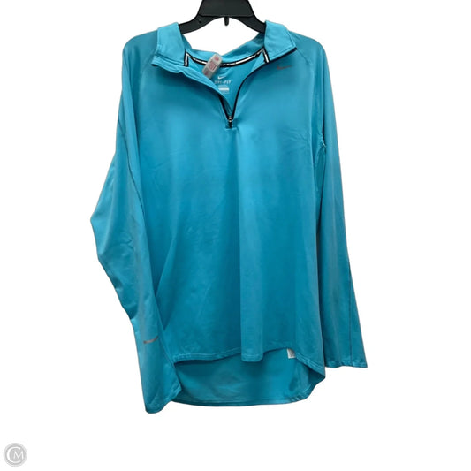 Athletic Top Long Sleeve Collar By Nike Apparel In Blue, Size: L