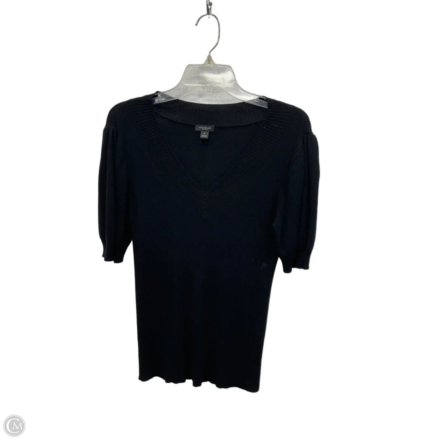 Top Short Sleeve By Ann Taylor In Black, Size: M