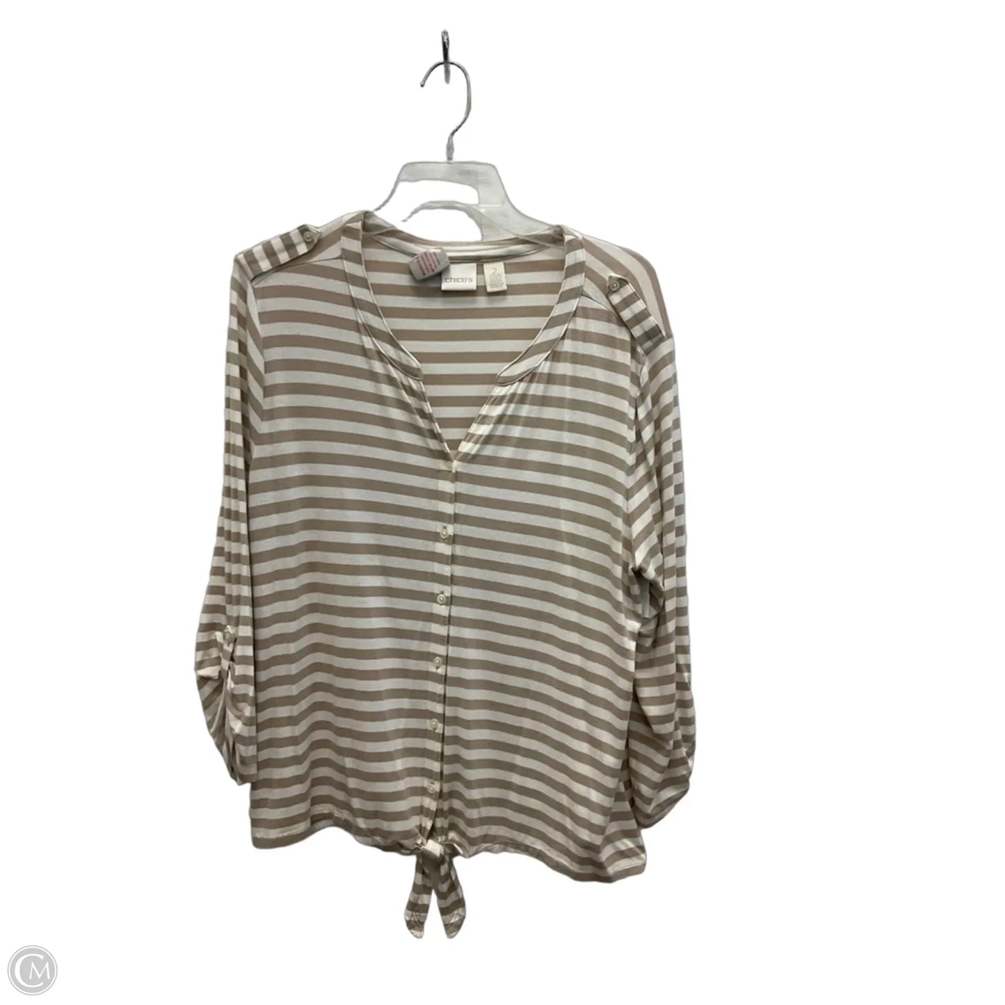 Top 3/4 Sleeve By Chicos In Tan, Size: L
