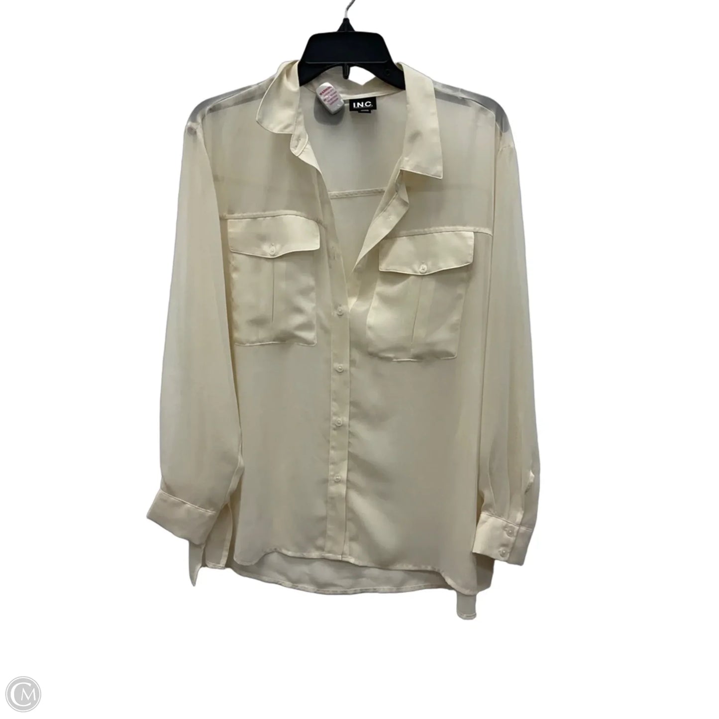 Blouse Long Sleeve By Inc In Cream, Size: M