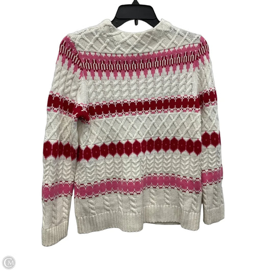 Sweater By Talbots In Cream & Pink, Size: S