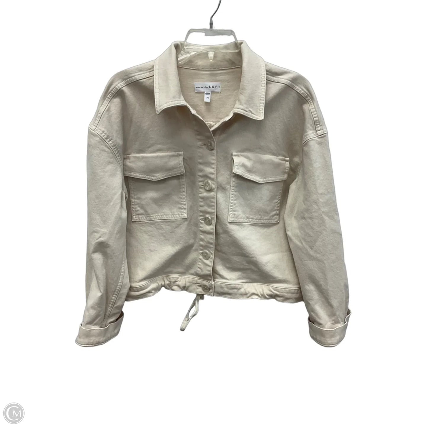 Jacket Denim By Loft In Cream, Size: M