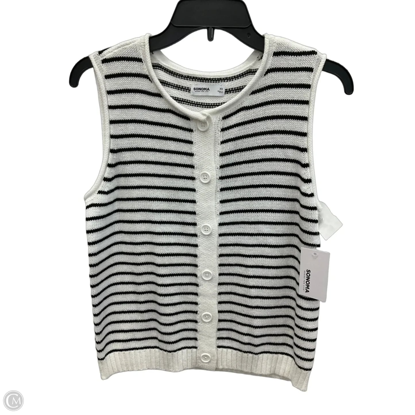 Top Sleeveless By Sonoma In Black & White, Size: Xs